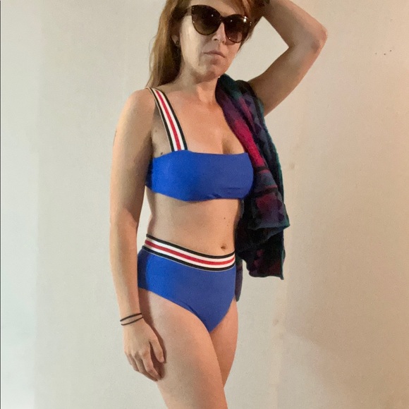 Brand new (only worn for photos) two piece swimsuit with SUSPENDERS that unhook. - Picture 2 of 4